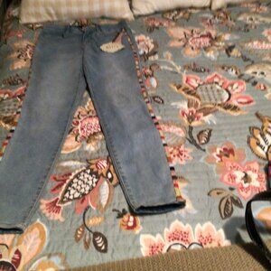 Women's Knox Rose Embroidered Striped Sides Skinny Jeans Size 2